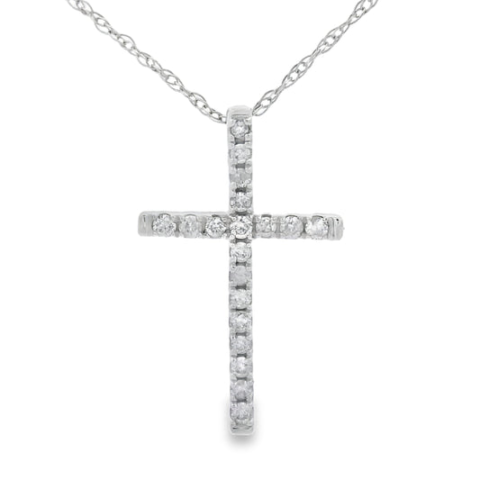 .11ct Diamond Cross Religious Pendant 14KT White Gold
