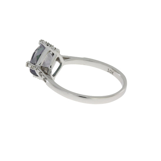 1.25ct Mystic Fire Topaz Diamond Ring 10KT White Gold