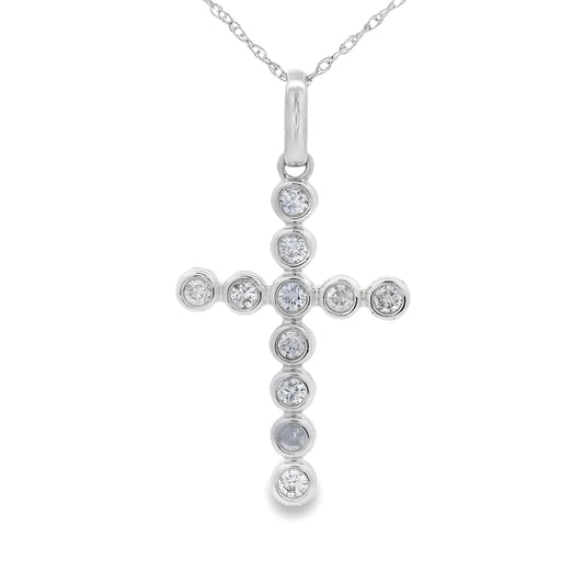 .31ct Diamond Cross Religious Pendant 14KT White Gold