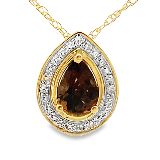 .39ct Quartz Diamond Fashion Pendants 10KT Yellow Gold