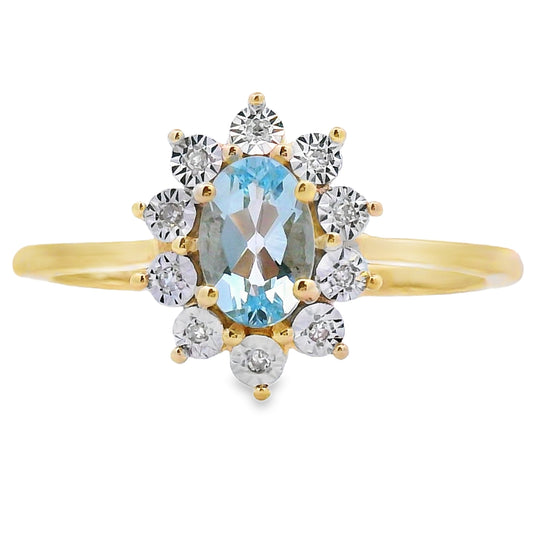 .43ct Aquamarine Diamond Ring 10KT Yellow Gold