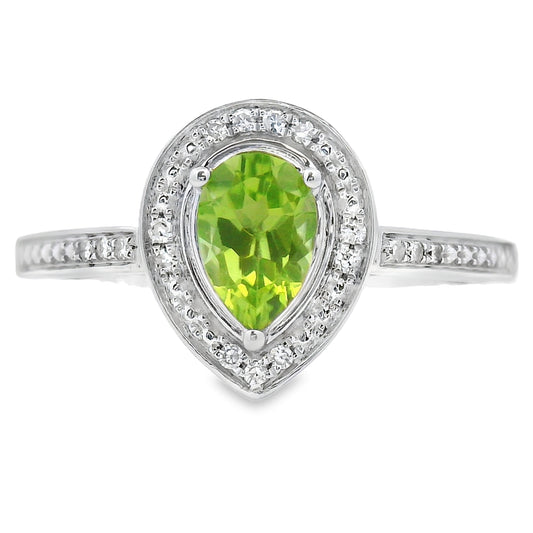 .50ct Peridot Diamond Ring 10KT White Gold