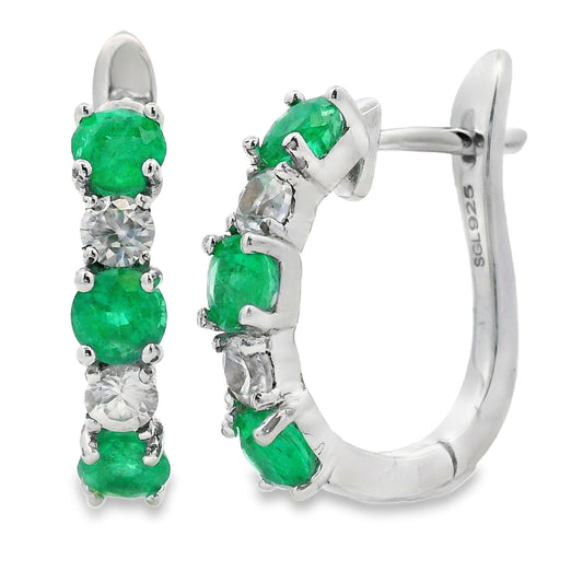 2.12ct Emerald Zircon Dangle Earrings Sterling Silver