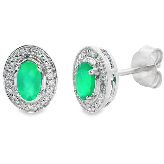 .54ct Chalcedony Diamond Earrings 10KT White Gold