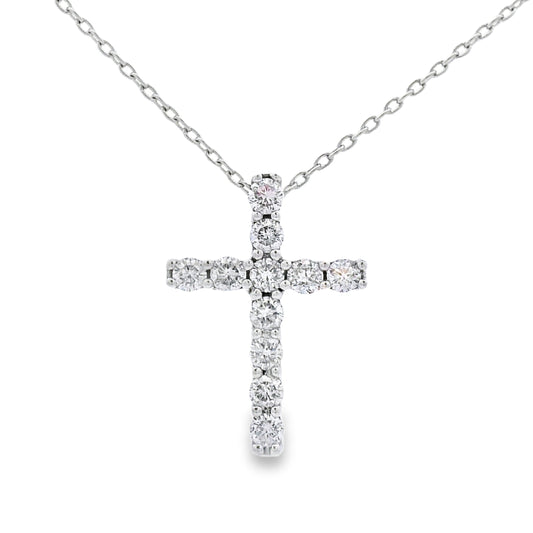 .35ct Diamond Cross Religious Pendant 14KT White Gold