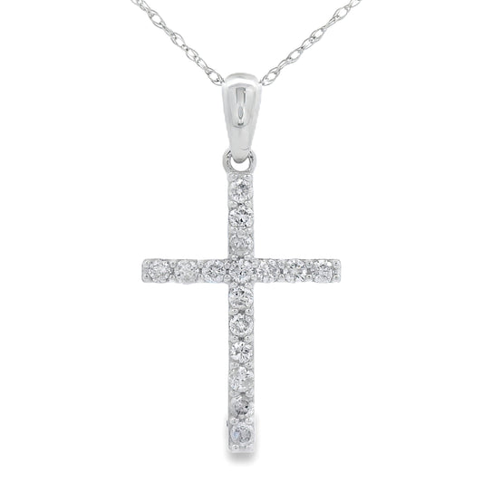 .25ct Diamond Cross Religious Pendant 14KT White Gold
