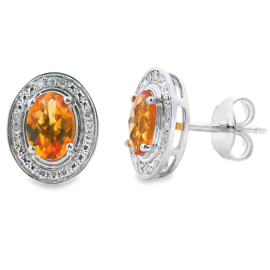 .91ct Citrine Diamond Earrings 10KT White Gold