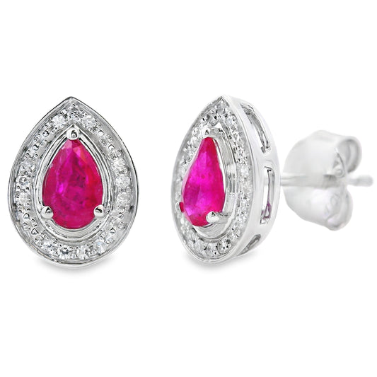 .58ct Ruby Diamond Stud Earrings 10KT White Gold
