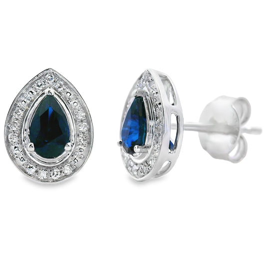 .58ct Sapphire Diamond Stud Earrings 10KT White Gold