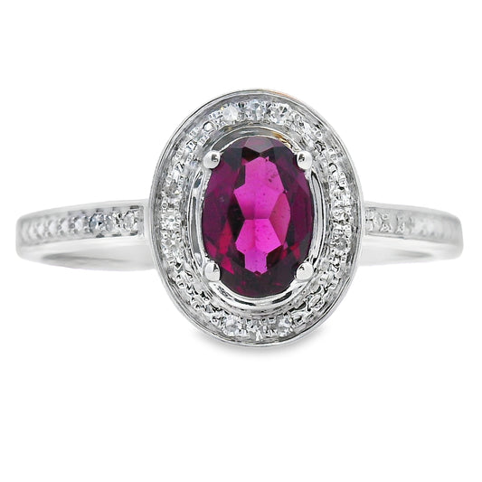.62ct Garnet Diamond Ring 10KT White Gold