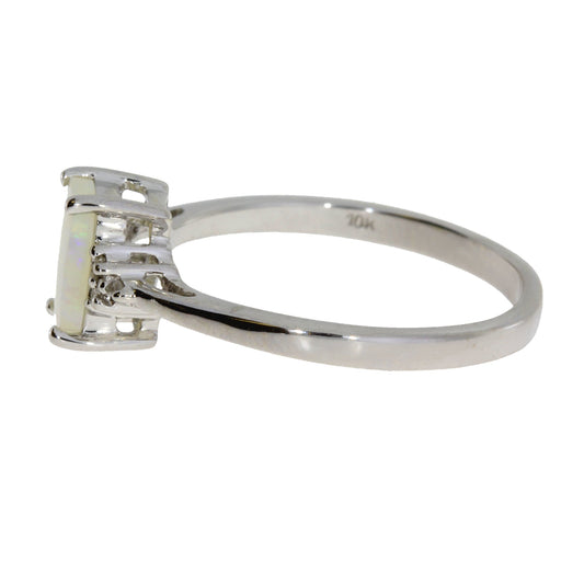 Genuine .02ct Opal Diamond Ring 10KT White Gold