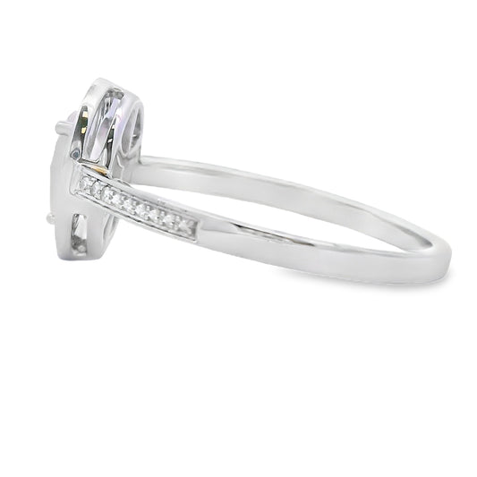 .44ct Rose Quartz Diamond Ring 10KT White Gold