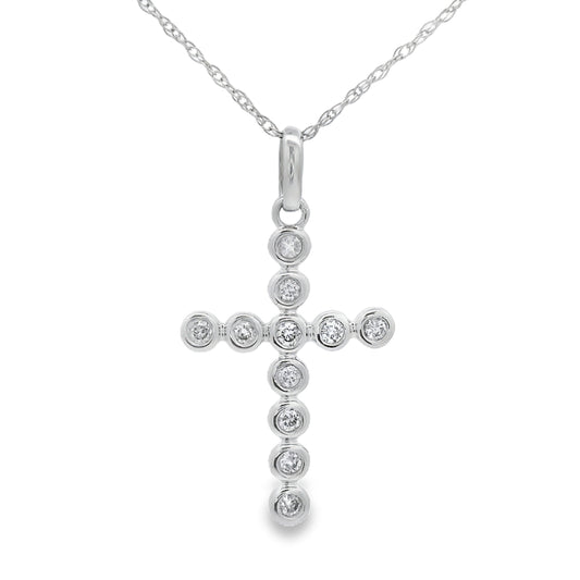 .15ct Diamond Cross Religious Pendant 14KT White Gold
