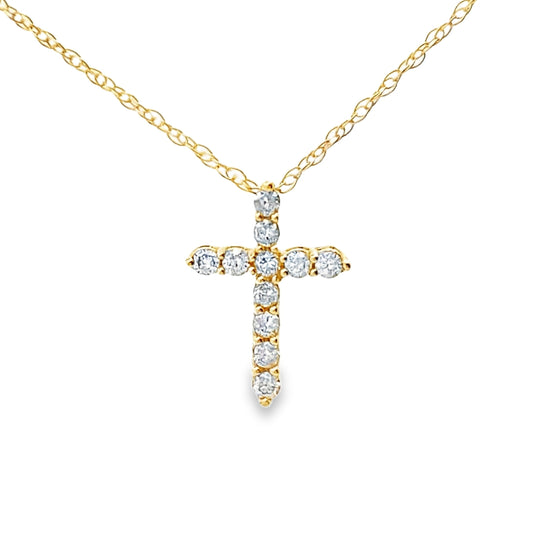 .11ct Diamond Cross Religious Pendant 14KT Yellow Gold