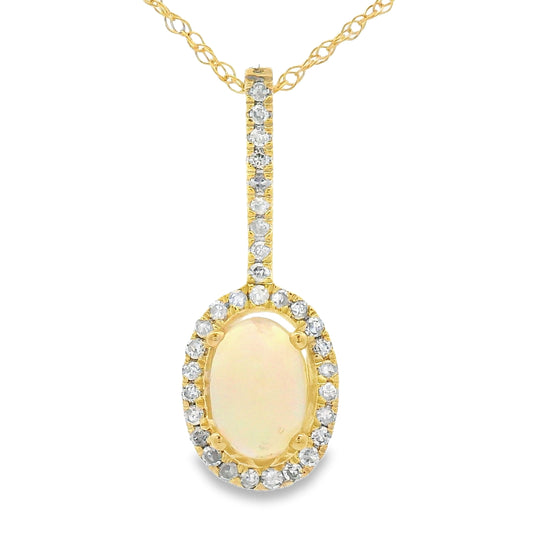 .10ct Opal Diamond Fashion Pendants 10KT Yellow Gold