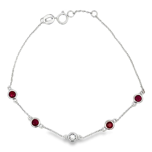 .71ct Ruby Diamond Bracelet 14KT White Gold
