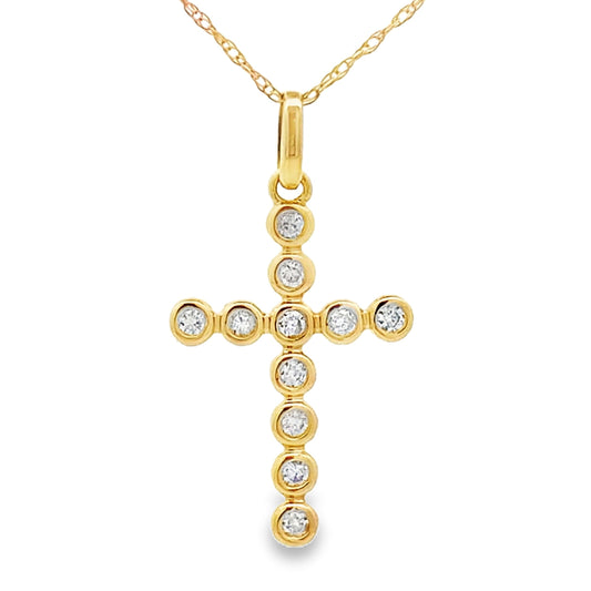 .15ct Diamond Cross Religious Pendant 14KT Yellow Gold