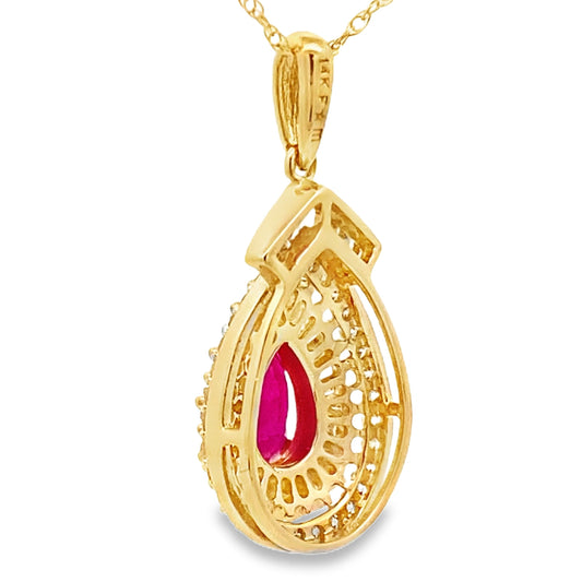 1.25ct Ruby Diamond Fashion Pendants 14KT Yellow Gold