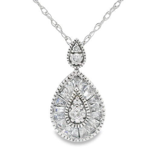 Genuine .32ct Diamond Fashion Pendants 14KT White Gold