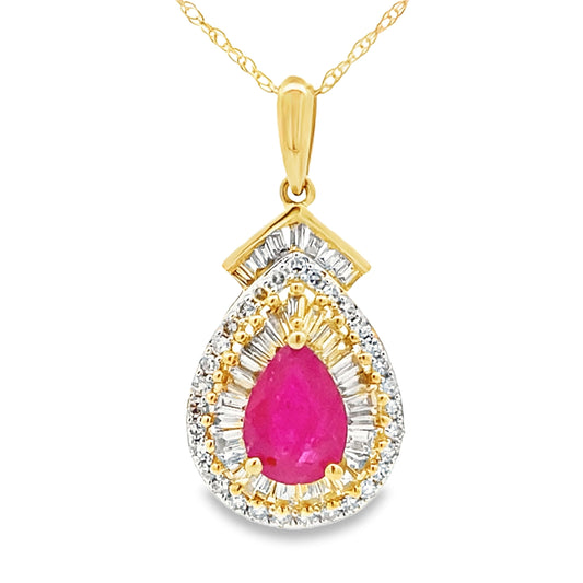 1.25ct Ruby Diamond Fashion Pendants 14KT Yellow Gold