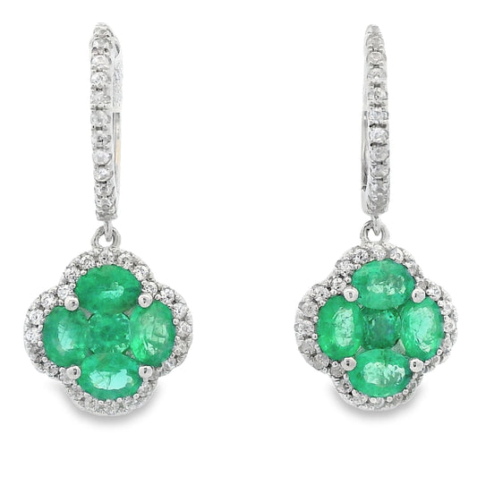 1.93ct Emerald Zircon Dangle Earrings Sterling Silver