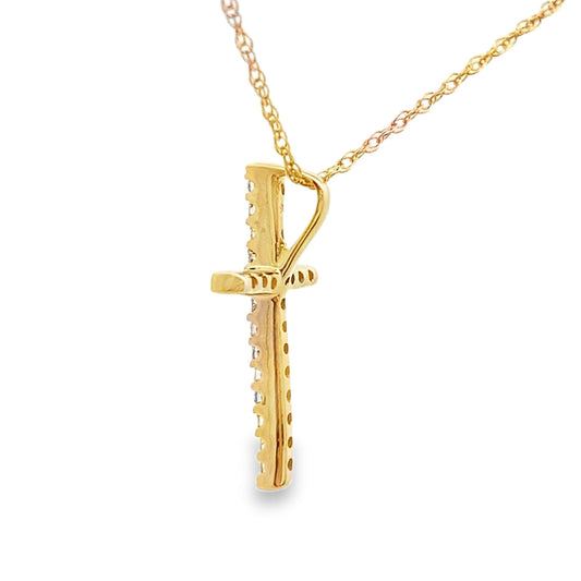 .10ct Diamond Cross Religious Pendant 14KT Yellow Gold