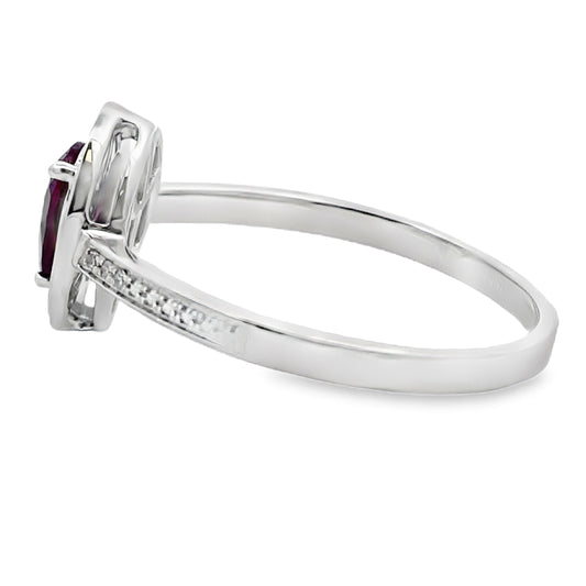.56ct Garnet Diamond Ring 10KT White Gold