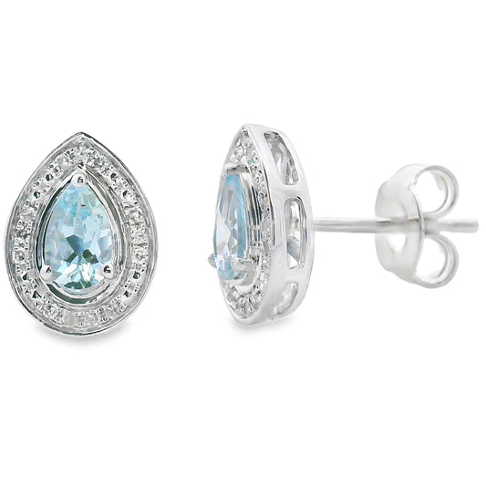 .42ct Aquamarine Diamond Earrings 10KT White Gold