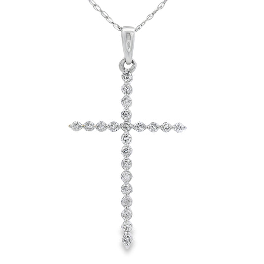 .21ct Diamond Cross Religious Pendant 14KT White Gold