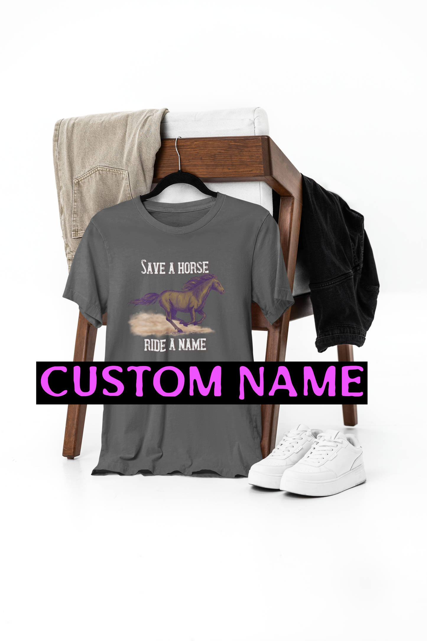 Save a Horse, Ride a [Custom Name] - Unisex Jersey Short Sleeve Tee