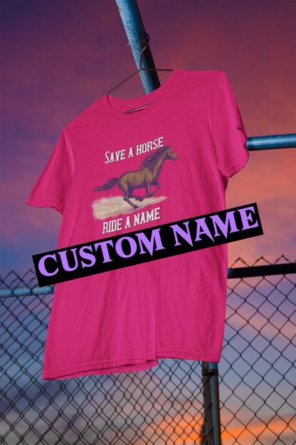 Save a Horse, Ride a [Custom Name] - Unisex Jersey Short Sleeve Tee