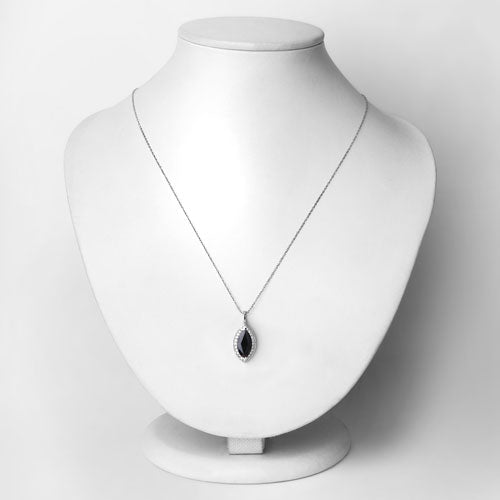 2.29 Carat Genuine Blue Sapphire and White Diamond 10K White Gold Pendant