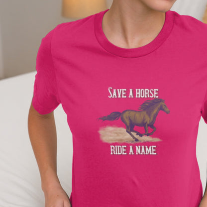 Save a Horse, Ride a [Custom Name] - Unisex Jersey Short Sleeve Tee