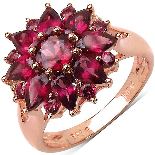 3.01 Carat Genuine Rhodolite .925 Sterling Silver Ring