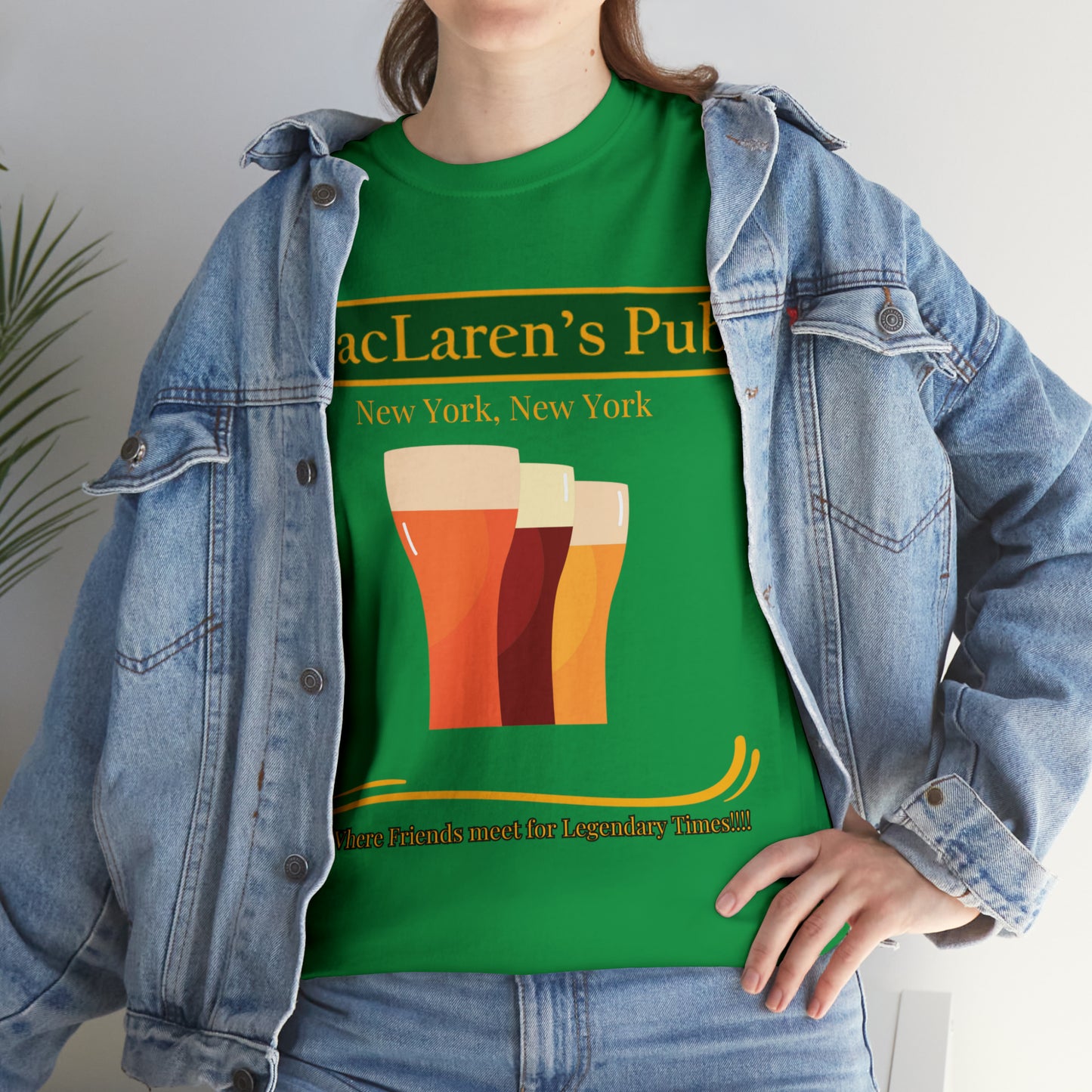 MacLaren's Pub Where Friends meet for Legendary Times!!!! Unisex Heavy Cotton Tee