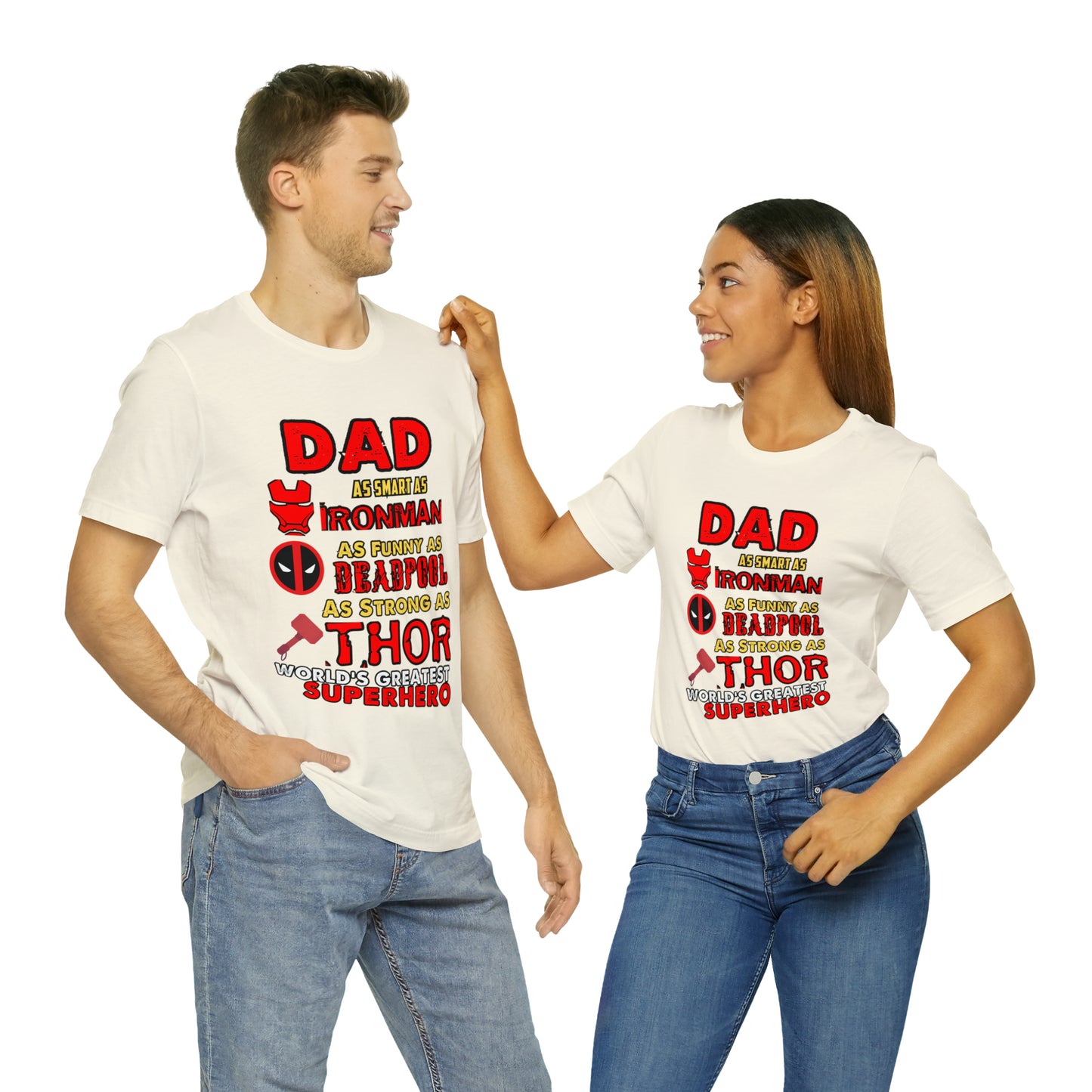 Dad World's Greatest Superhero Unisex Jersey Short Sleeve Tee