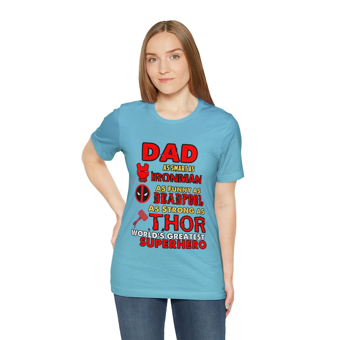 Dad World's Greatest Super Hero Unisex Jersey Short Sleeve Tee