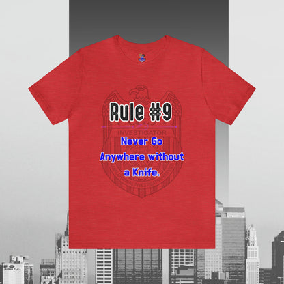 Rules of Gibbs #9 Never go anywhere without a Knife. Unisex Jersey Short Sleeve Tee