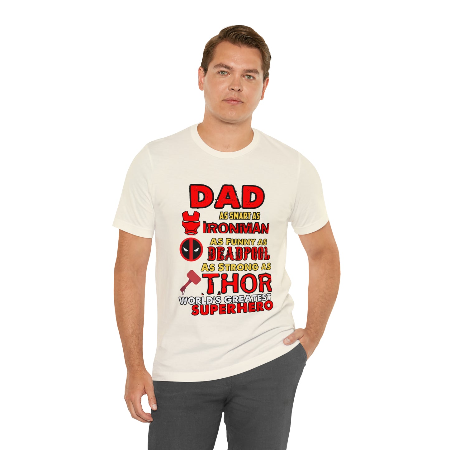 Dad World's Greatest Superhero Unisex Jersey Short Sleeve Tee