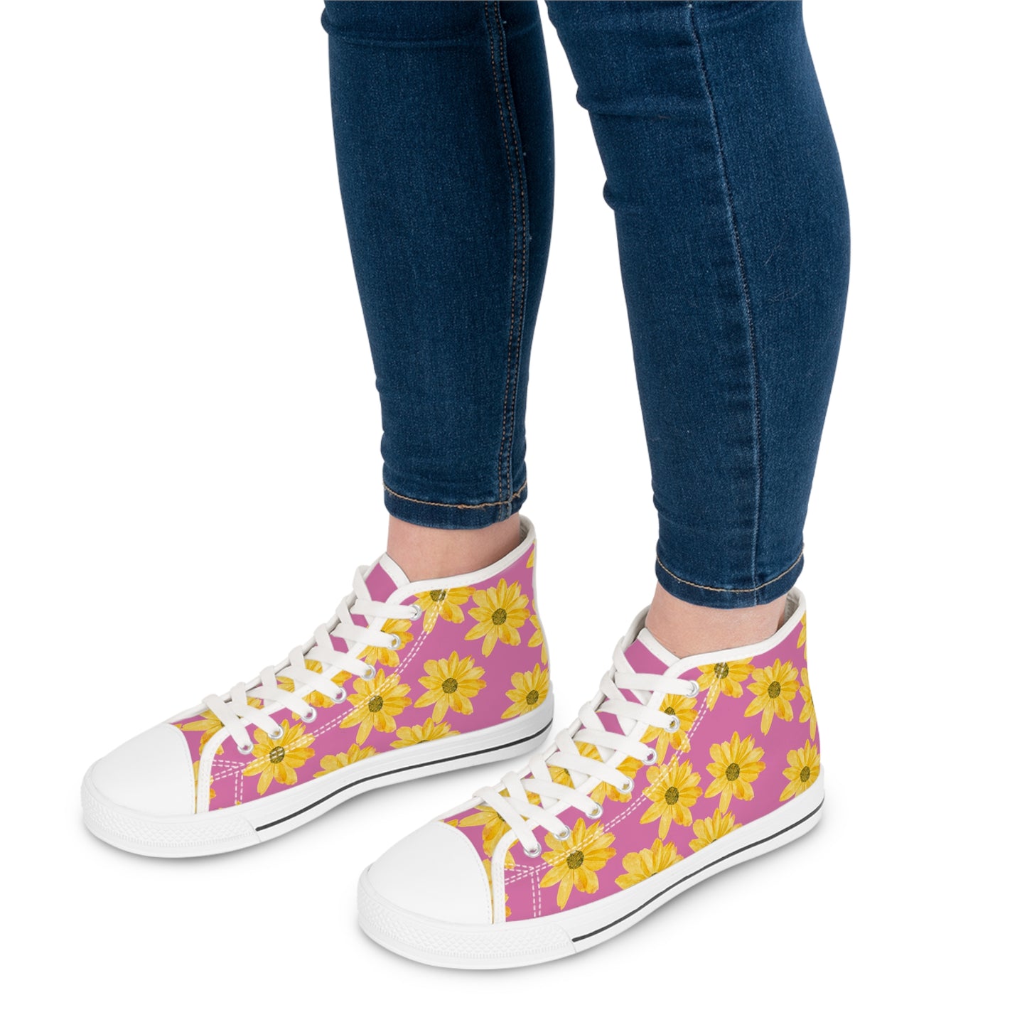 Flower Print Women's High Top Sneakers