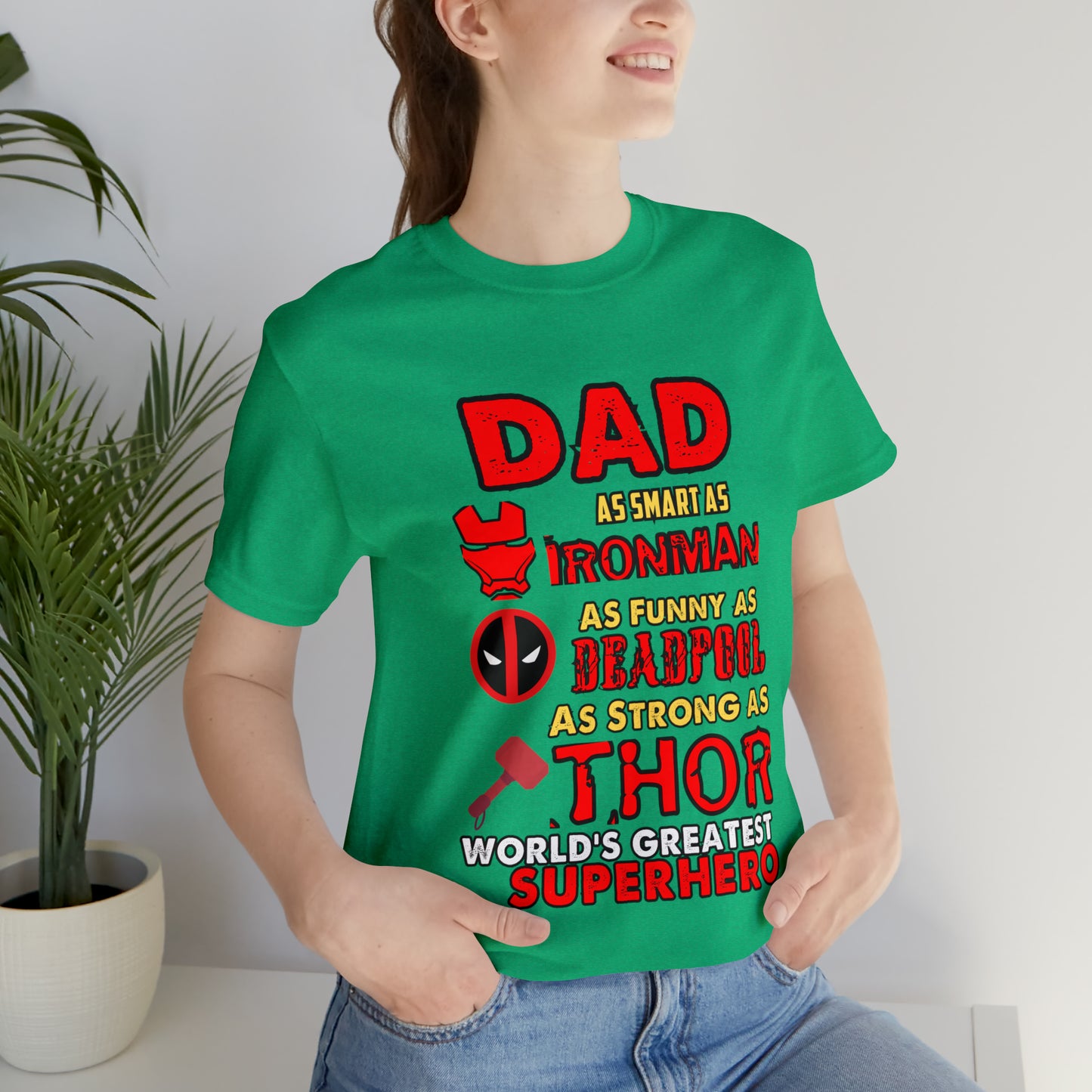 Dad World's Greatest Super Hero Unisex Jersey Short Sleeve Tee