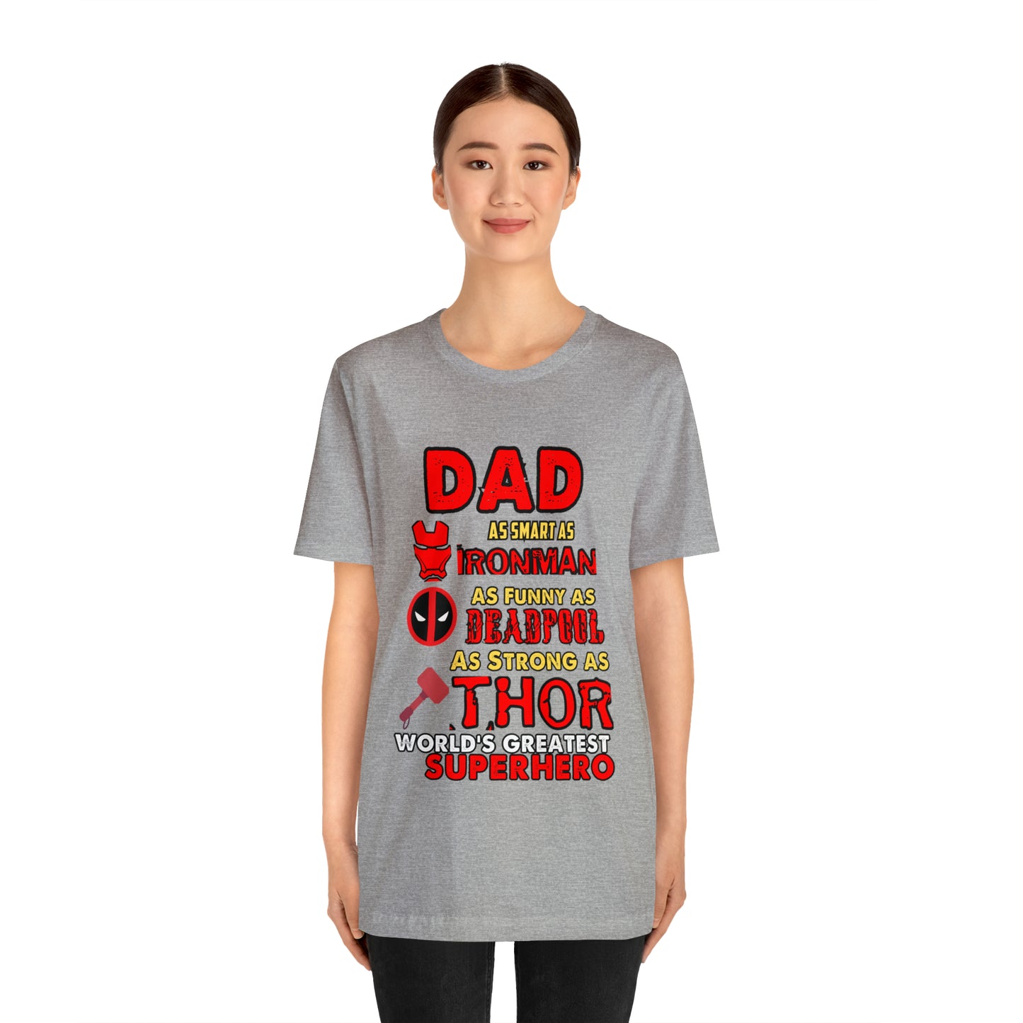 Dad World's Greatest Super Hero Unisex Jersey Short Sleeve Tee