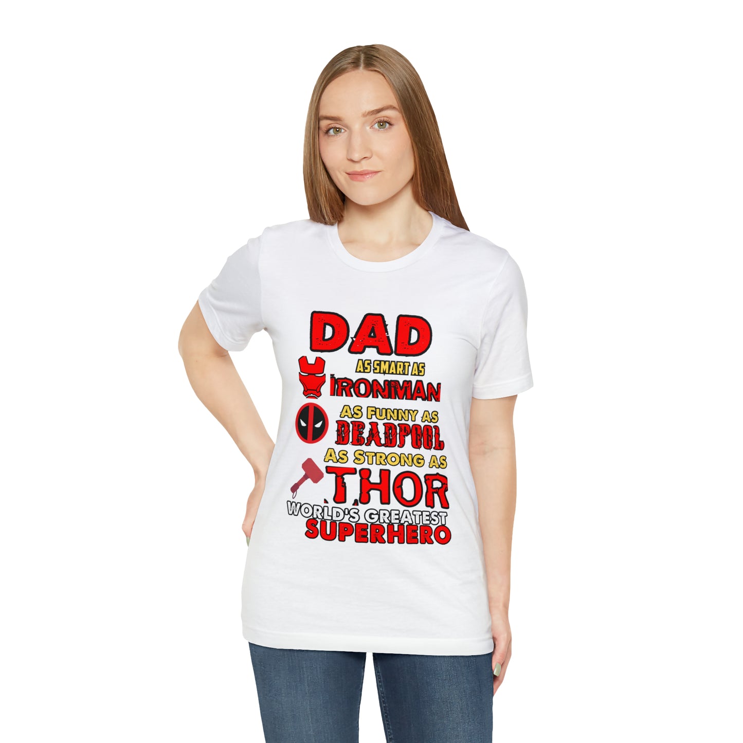 Dad World's Greatest Superhero Unisex Jersey Short Sleeve Tee