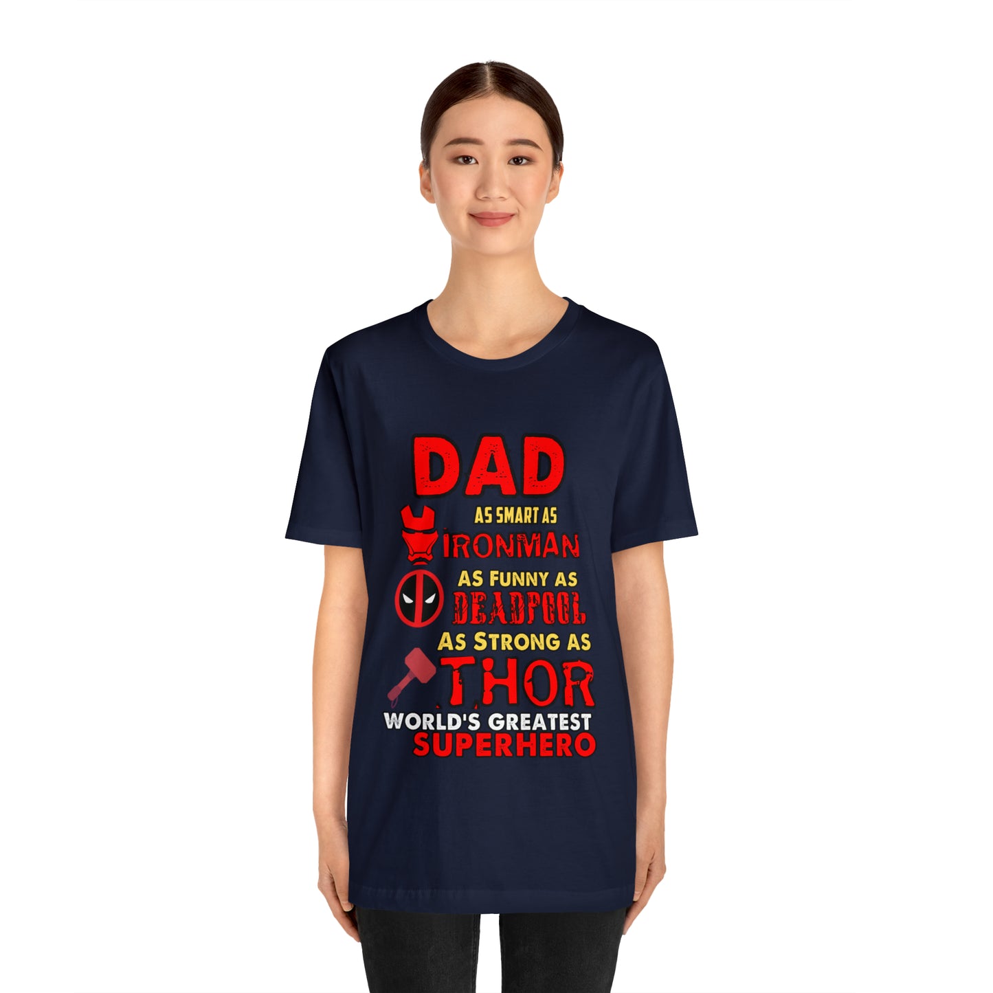 Dad World's Greatest Super Hero Unisex Jersey Short Sleeve Tee