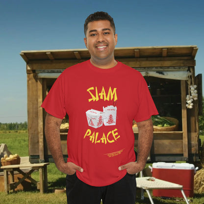 "DirkyThreadz Siam Palace T-Shirt - Bold Takeout Graphic Design in Black Cotton"