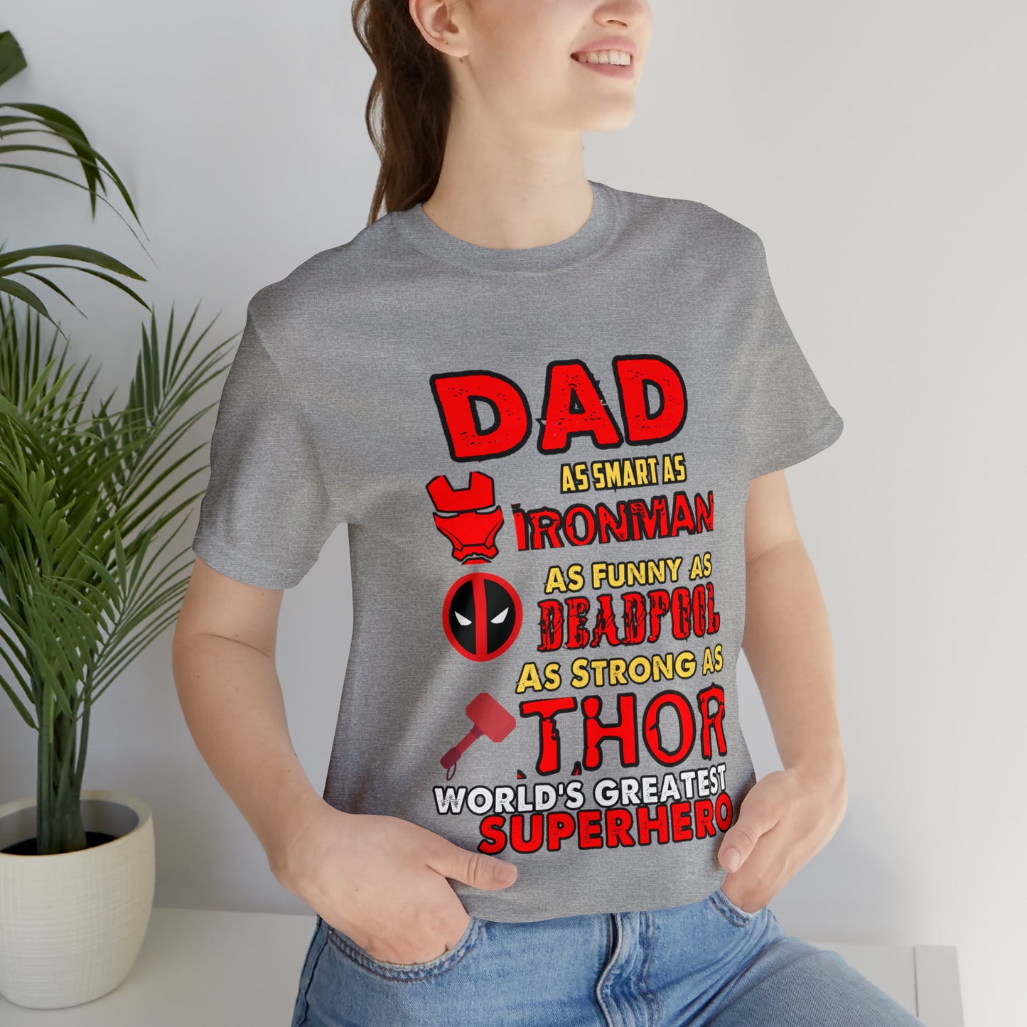 Dad World's Greatest Super Hero Unisex Jersey Short Sleeve Tee