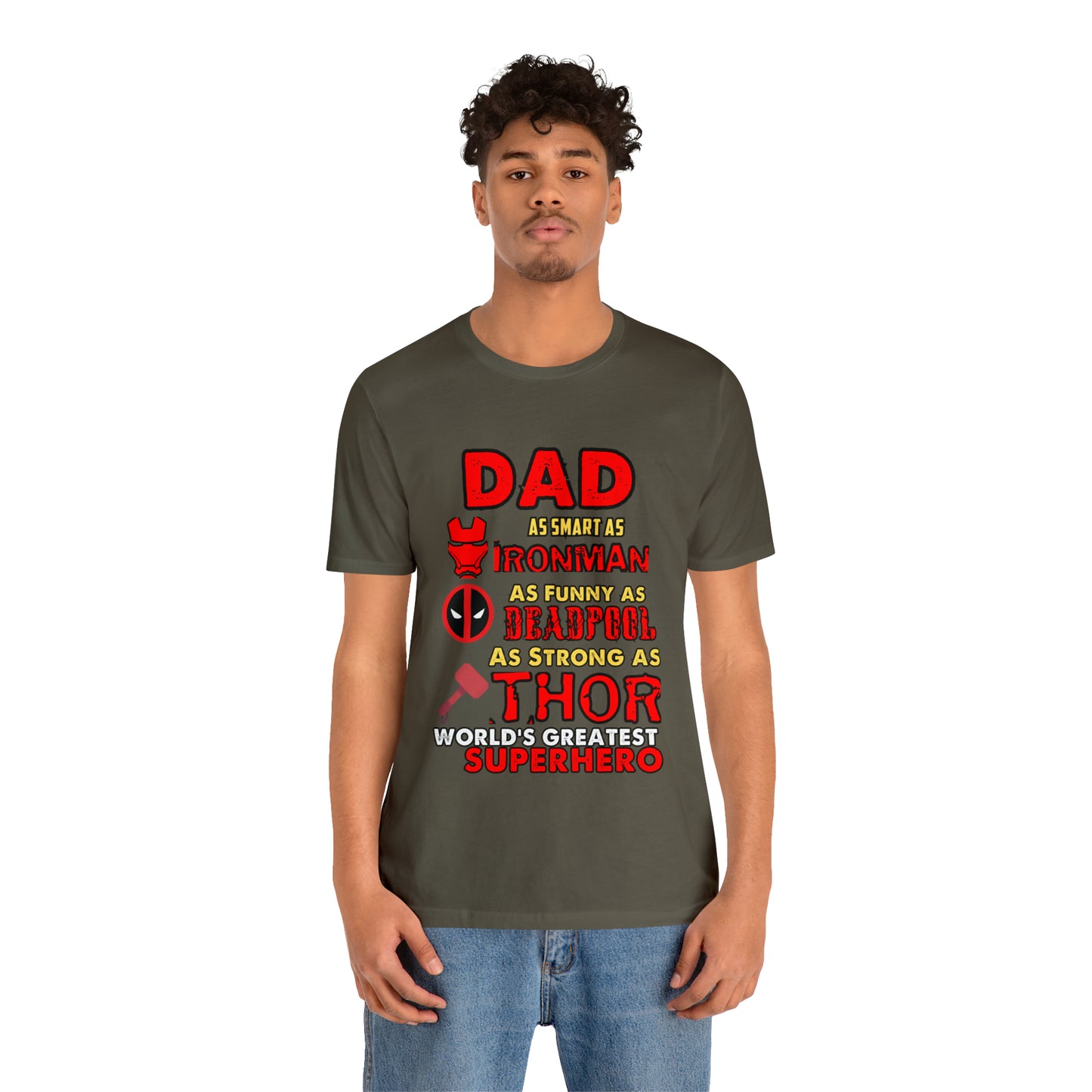 Dad World's Greatest Superhero Unisex Jersey Short Sleeve Tee