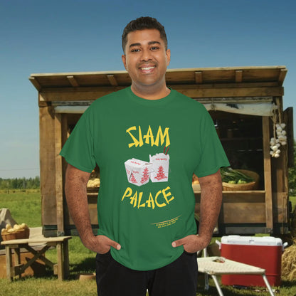 "DirkyThreadz Siam Palace T-Shirt - Bold Takeout Graphic Design in Black Cotton"