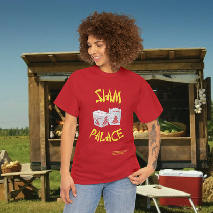 "DirkyThreadz Siam Palace T-Shirt - Bold Takeout Graphic Design in Black Cotton"