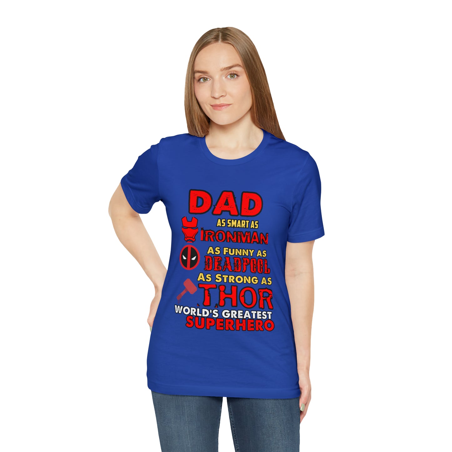 Dad World's Greatest Super Hero Unisex Jersey Short Sleeve Tee